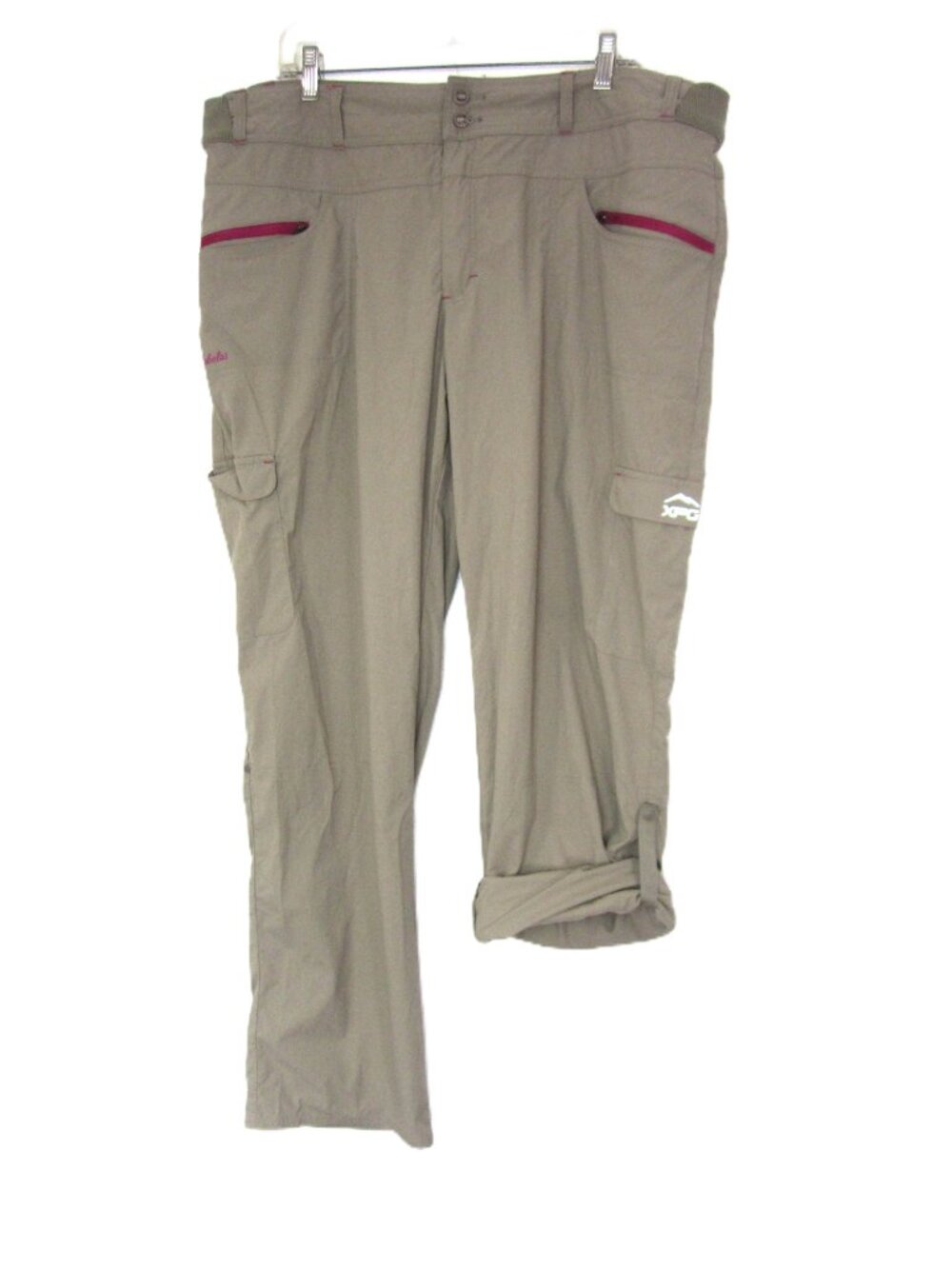Cabela's Womens Plus Size 20 XPG Trail Pants Taupe Khaki Pink Roll Cuff Cargo
